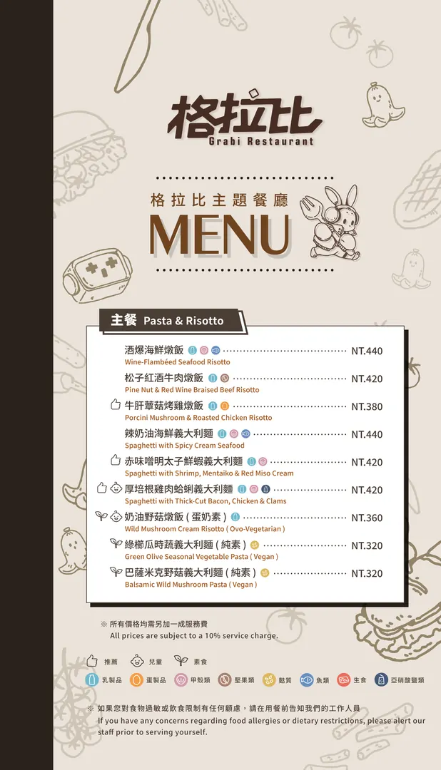 格拉比主題餐廳菜單第 1 頁